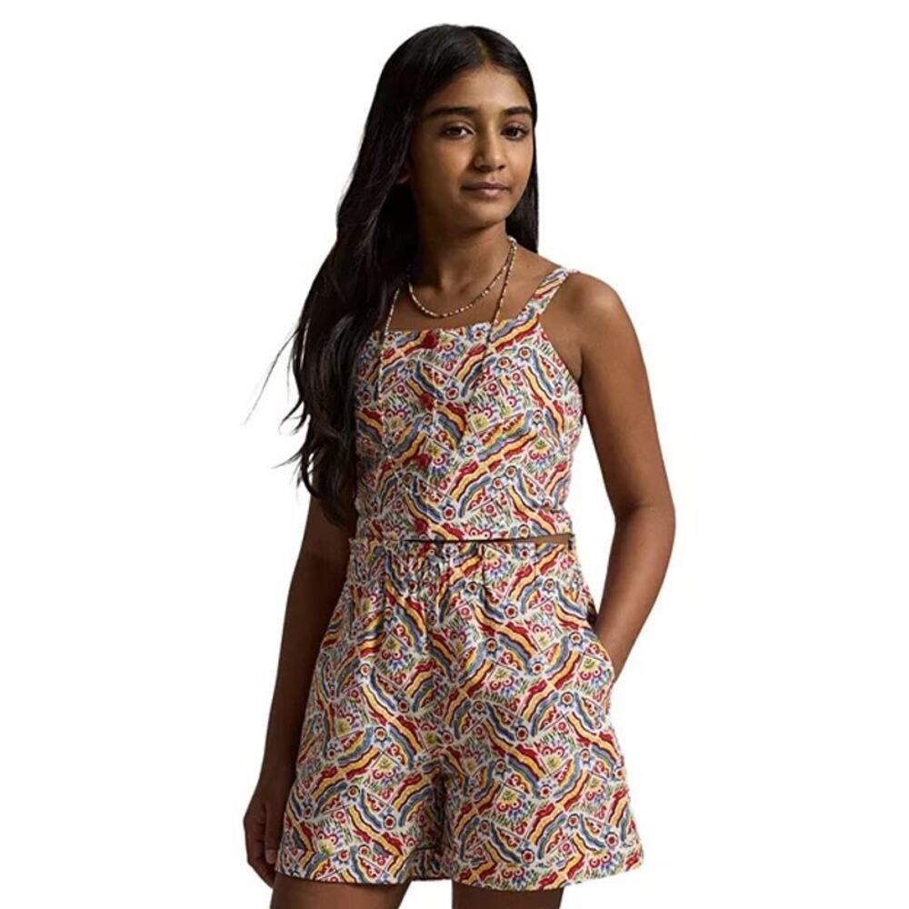 NEW Polo Ralph Lauren Girls Summer Matching Set sz 10 Riviera Print Shorts Set